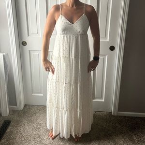 Express XS cream/gold maxi dress